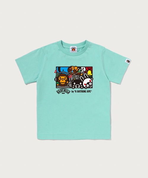 A BATHING APE(アベイシングエイプ)の「MILO FRIENDS DJ TEE(Tシャツ/カットソー・キッズ・ホワイト/グリーン/ピンク・140/100/110/90/130)」の2枚目の写真