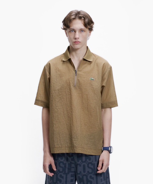 LACOSTE（ラコステ）の「シアーメッシュ ハーフジップポロシャツ（ポロシャツ・メンズ・ブラウン/ブラック/チャコール・3/4/2/5）」の3枚目の写真
