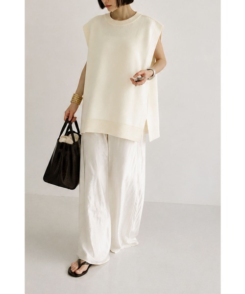 marjour(マージュール)の「LONG SUMMER KNIT PULLOVER(ニット/セーター・レディース・アイボリー/チャコールグレー・M)」の1枚目の写真