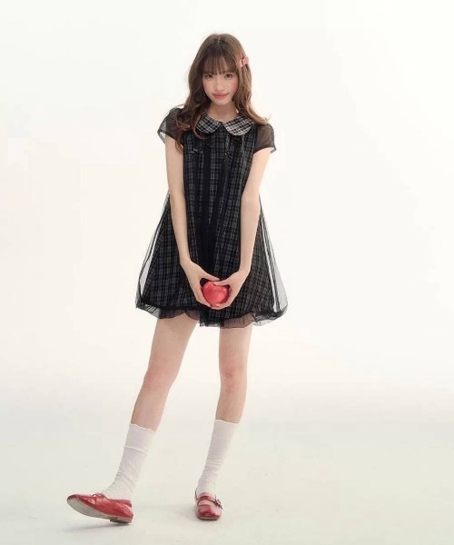 almo（アルモ）の「【portulaca】レトロガーリー丸襟ドールミニワンピース（ワンピース・レディース・チェック・FREE）」の6枚目の写真