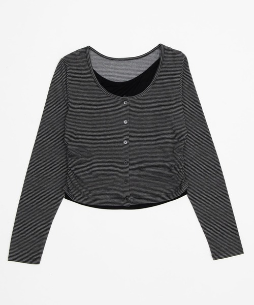 WEGO(ウィゴー)の「WEGO/【26年秋冬新作】カーデレイヤードロンT(Tシャツ/カットソー・レディース・その他1/ブラウン/ブルー系その他/杢グレー/その他2/ピンク/その他3・FREE)」の8枚目の写真