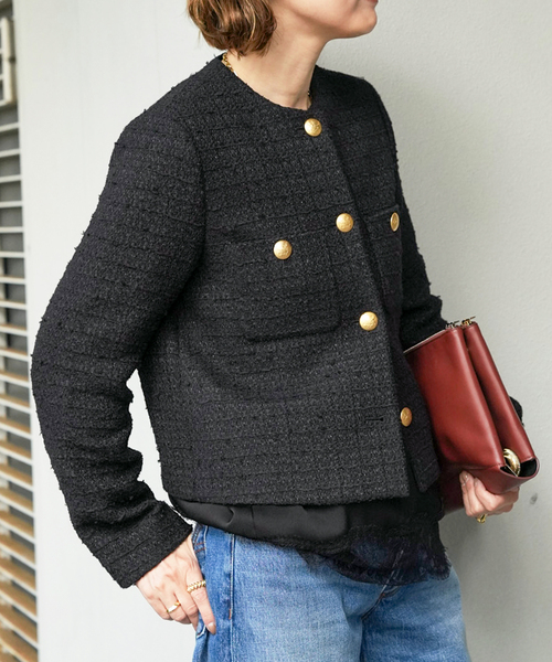 Deuxieme Classe(ドゥーズィエムクラス)の「*Tweed ブレザー(ノーカラージャケット・レディース・ブラック・36/38)」の13枚目の写真