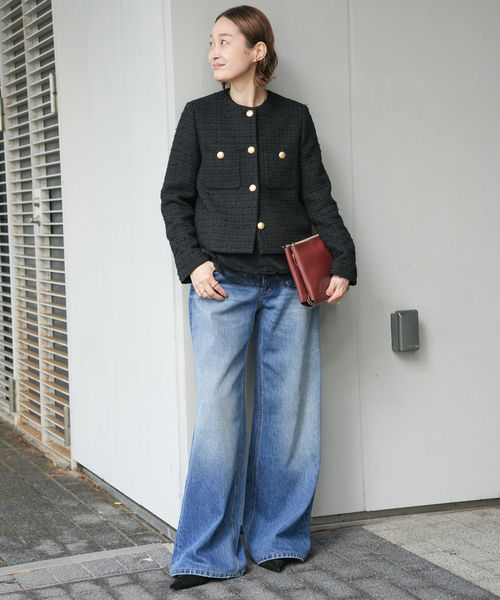 Deuxieme Classe(ドゥーズィエムクラス)の「*Tweed ブレザー(ノーカラージャケット・レディース・ブラック・36/38)」の14枚目の写真