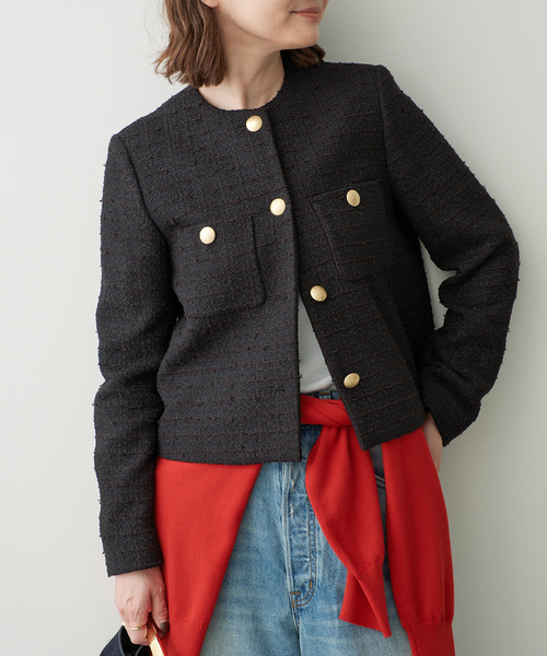 Deuxieme Classe(ドゥーズィエムクラス)の「*Tweed ブレザー(ノーカラージャケット・レディース・ブラック・36/38)」の15枚目の写真