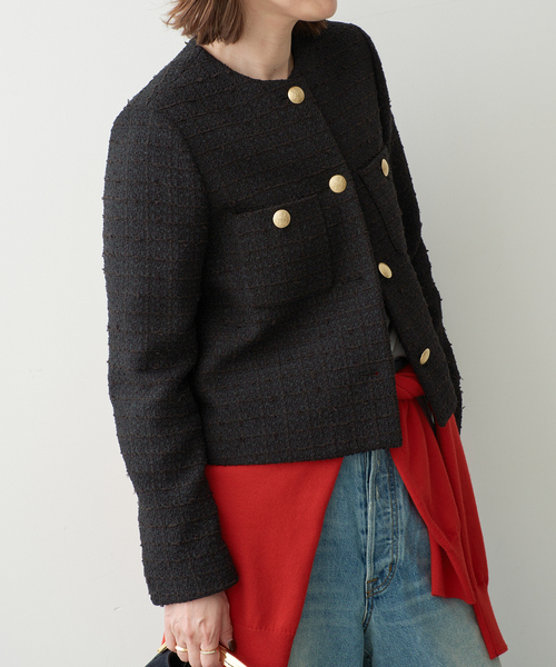 Deuxieme Classe(ドゥーズィエムクラス)の「*Tweed ブレザー(ノーカラージャケット・レディース・ブラック・36/38)」の16枚目の写真