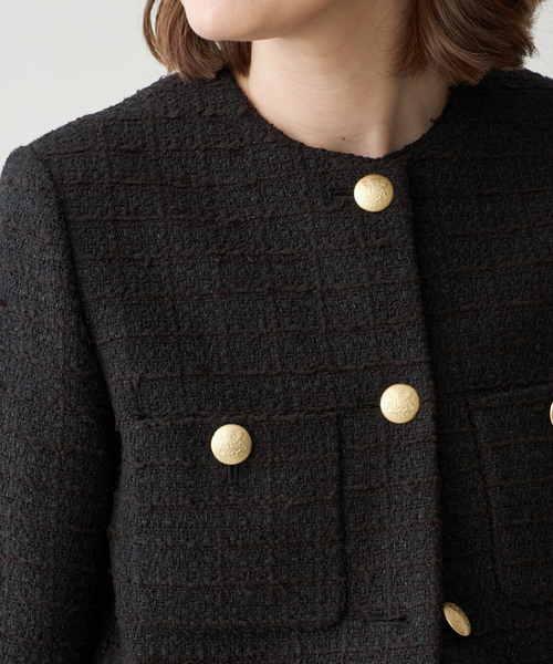 Deuxieme Classe(ドゥーズィエムクラス)の「*Tweed ブレザー(ノーカラージャケット・レディース・ブラック・36/38)」の2枚目の写真
