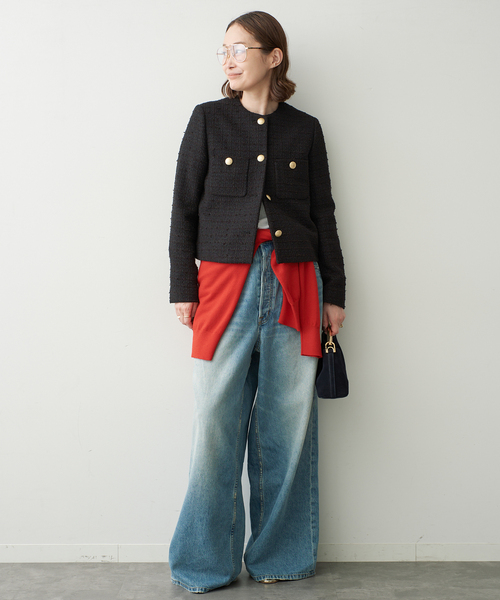 Deuxieme Classe(ドゥーズィエムクラス)の「*Tweed ブレザー(ノーカラージャケット・レディース・ブラック・36/38)」の3枚目の写真