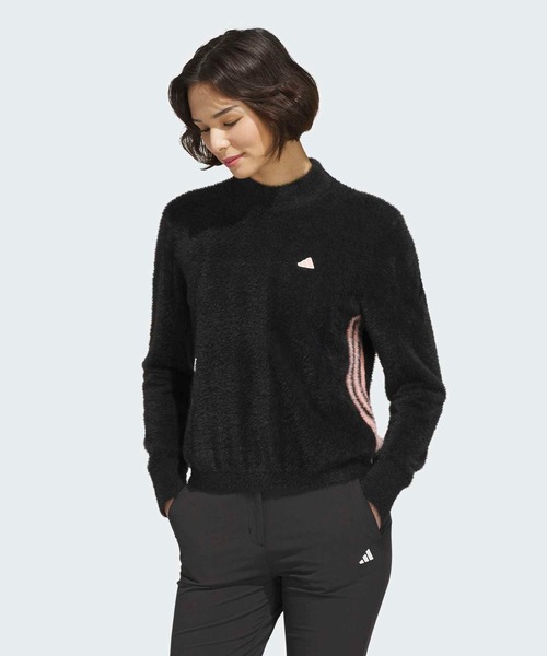 adidas(アディダス)の「スリーストライプス クルーネック長袖ニットセーター【adidas Golf/アディダスゴルフ】(ニット/セーター・レディース・ブラック・XX-LARGE/MEDIUM/LARGE/X-SMALL/X-LARGE/SMALL)」の1枚目の写真