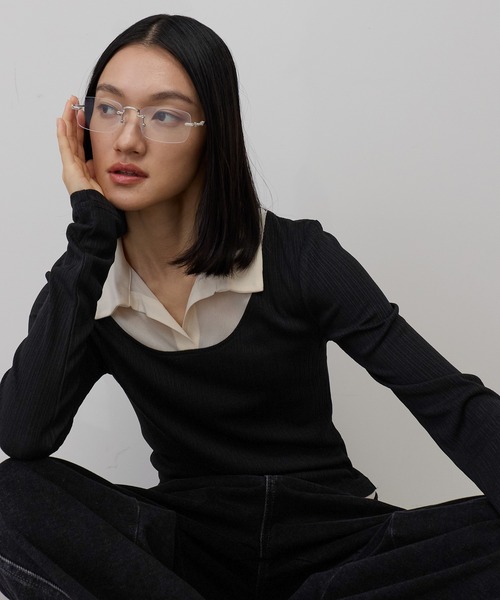 leimn(レイムン)の「ツートーンレイヤートップス(Tシャツ/カットソー・レディース・ブラック・FREE)」の1枚目の写真