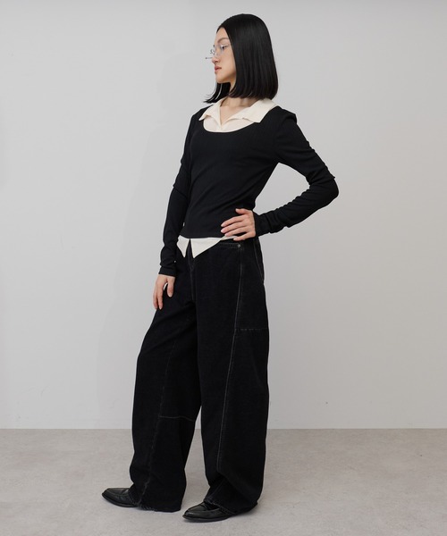 leimn(レイムン)の「ツートーンレイヤートップス(Tシャツ/カットソー・レディース・ブラック・FREE)」の8枚目の写真