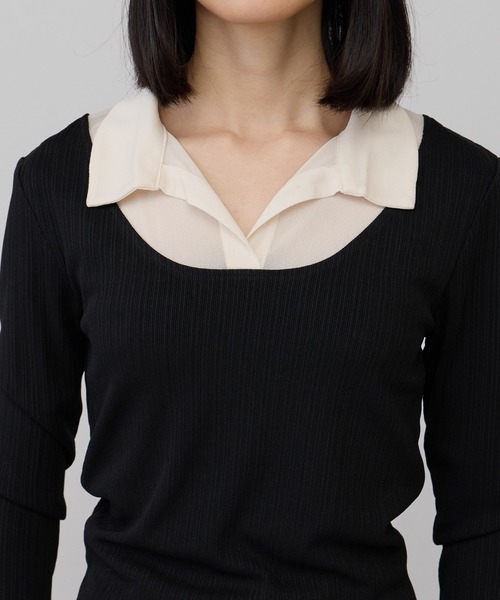 leimn(レイムン)の「ツートーンレイヤートップス(Tシャツ/カットソー・レディース・ブラック・FREE)」の9枚目の写真
