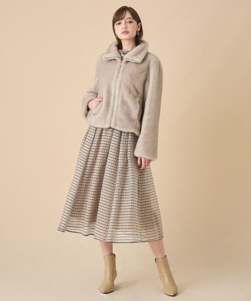ANAYI（アナイ）の「チェックシルクオーガンジーフレア ワンピース（ワンピース・レディース・ブラック/ボルドー・36/38）」の16枚目の写真