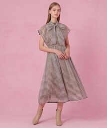チェックシルクオーガンジーフレア ワンピース