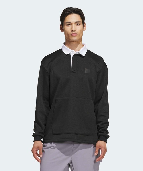adidas(アディダス)の「長袖ニット スウェット ポロシャツ【adidas Golf/アディダスゴルフ】(ポロシャツ・メンズ・ブラック・X-LARGE/SMALL/MEDIUM/LARGE/3XL/XX-LARGE)」の1枚目の写真