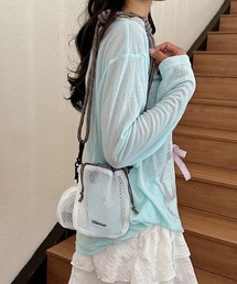 ロープショルダー メッシュ ミニポーチ付き 巾着 ミニバッグ ショルダーバッグ