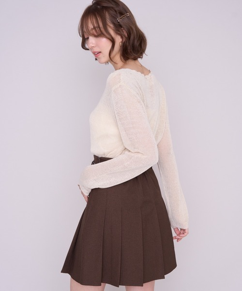 MISCH MASCH(ミッシュマッシュ)の「2026秋冬新作 スカラップネックフラワー刺繍ロング丈ニット(ニット/セーター・レディース・アイボリー/レッド/ブラウン・フリ-)」の11枚目の写真