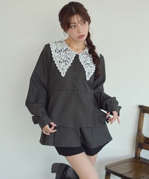 lace collar peplum blouse / レースエリペプラムブラウス