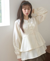 lace collar peplum blouse / レースエリペプラムブラウス
