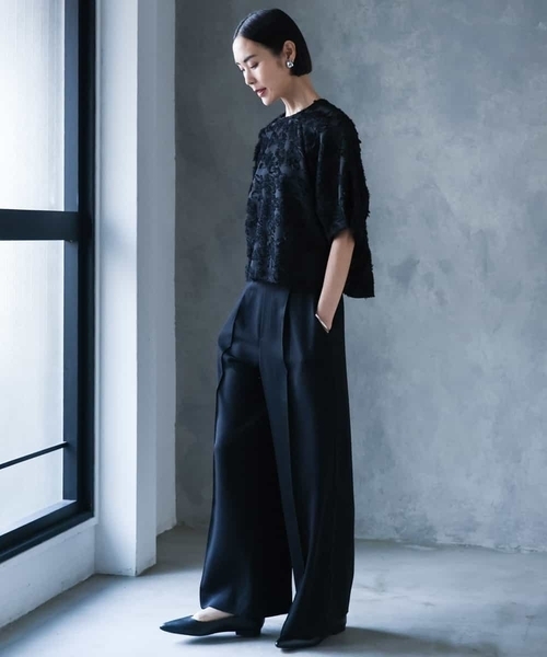 MICHEL KLEIN（ミッシェル・クラン）の「[セットアップ対応]センタープレスワイドパンツ（その他パンツ・レディース・ブラック・38）」の18枚目の写真
