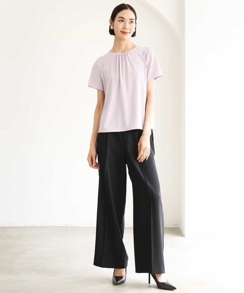 MICHEL KLEIN（ミッシェル・クラン）の「[セットアップ対応]センタープレスワイドパンツ（その他パンツ・レディース・ブラック・38）」の2枚目の写真