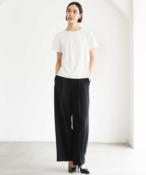 MICHEL KLEIN（ミッシェル・クラン）の「[セットアップ対応]センタープレスワイドパンツ（その他パンツ・レディース・ブラック・38）」の4枚目の写真