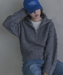 ハーフZIPシャギーニットプルオーバー