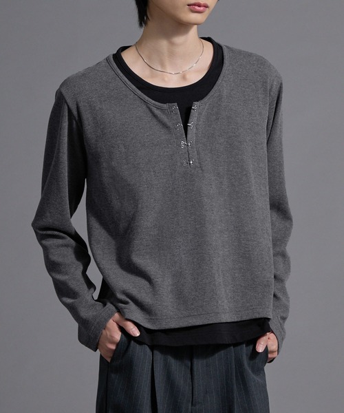 Loose/ルース(ルース)の「フックレイヤードサーマルヘンリーネックロンT(Tシャツ/カットソー・メンズ・ワイン/ブラック系/ブラック/ライトグレー/チャコールグレー・L/S/M)」の15枚目の写真