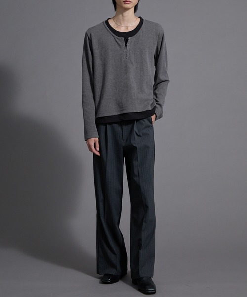 Loose/ルース(ルース)の「フックレイヤードサーマルヘンリーネックロンT(Tシャツ/カットソー・メンズ・ワイン/ブラック系/ブラック/ライトグレー/チャコールグレー・L/S/M)」の18枚目の写真
