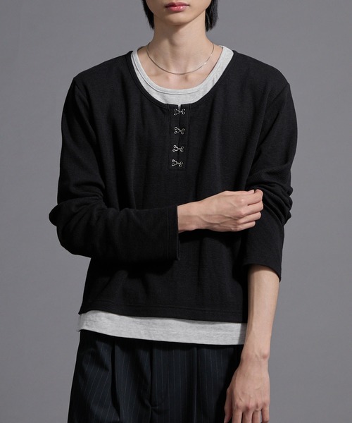 Loose/ルース(ルース)の「フックレイヤードサーマルヘンリーネックロンT(Tシャツ/カットソー・メンズ・ワイン/ブラック系/ブラック/ライトグレー/チャコールグレー・L/S/M)」の7枚目の写真