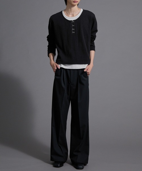 Loose/ルース(ルース)の「フックレイヤードサーマルヘンリーネックロンT(Tシャツ/カットソー・メンズ・ワイン/ブラック系/ブラック/ライトグレー/チャコールグレー・L/S/M)」の11枚目の写真