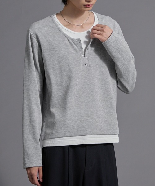 Loose/ルース(ルース)の「フックレイヤードサーマルヘンリーネックロンT(Tシャツ/カットソー・メンズ・ワイン/ブラック系/ブラック/ライトグレー/チャコールグレー・L/S/M)」の20枚目の写真