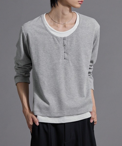 Loose/ルース(ルース)の「フックレイヤードサーマルヘンリーネックロンT(Tシャツ/カットソー・メンズ・ワイン/ブラック系/ブラック/ライトグレー/チャコールグレー・L/S/M)」の21枚目の写真