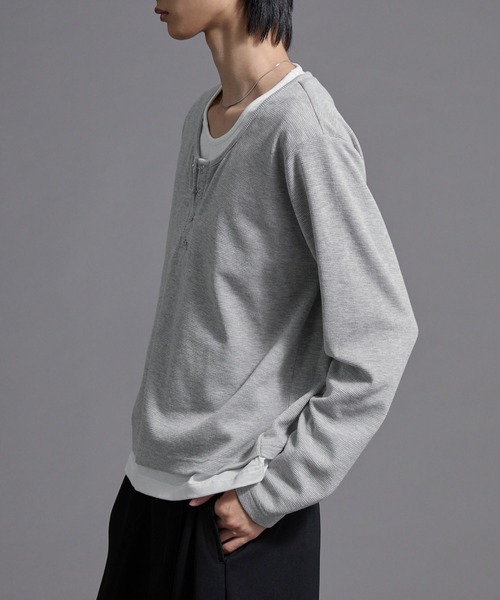 Loose/ルース(ルース)の「フックレイヤードサーマルヘンリーネックロンT(Tシャツ/カットソー・メンズ・ワイン/ブラック系/ブラック/ライトグレー/チャコールグレー・L/S/M)」の22枚目の写真