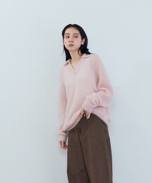 ADIEU TRISTESSE | 《石上美津江さんコラボ》キッドモヘア片畦ポロニット(ニット/セーター)
