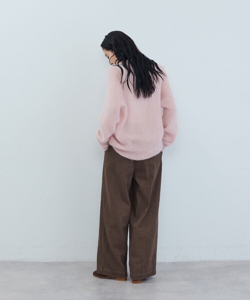 ADIEU TRISTESSE（アデュートリステス）の「《石上美津江さんコラボ》キッドモヘア片畦ポロニット（ニット/セーター・レディース・ブラウン/ピンク/ブラック・FREE）」の6枚目の写真
