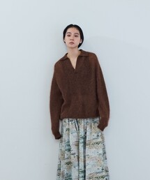 《石上美津江さんコラボ》キッドモヘヤ片畦ポロニット