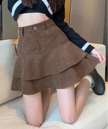 コーデュロイダブルフリルミニスカート
