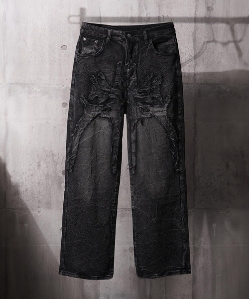 1111clothing(ワンフォークロージング)の「グランジ セミワイド ストレートデニムパンツ / Grunge Semi-Wide Straight Denim Pants(デニムパンツ・メンズ・ブラック・L/M)」の13枚目の写真