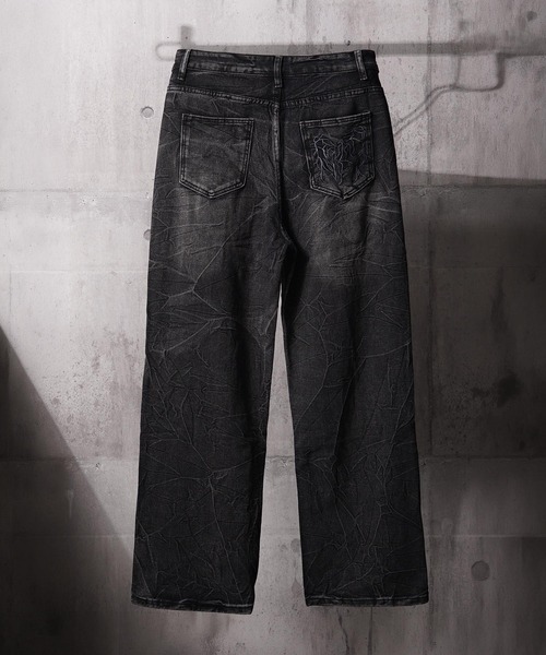 1111clothing(ワンフォークロージング)の「グランジ セミワイド ストレートデニムパンツ / Grunge Semi-Wide Straight Denim Pants(デニムパンツ・メンズ・ブラック・L/M)」の14枚目の写真