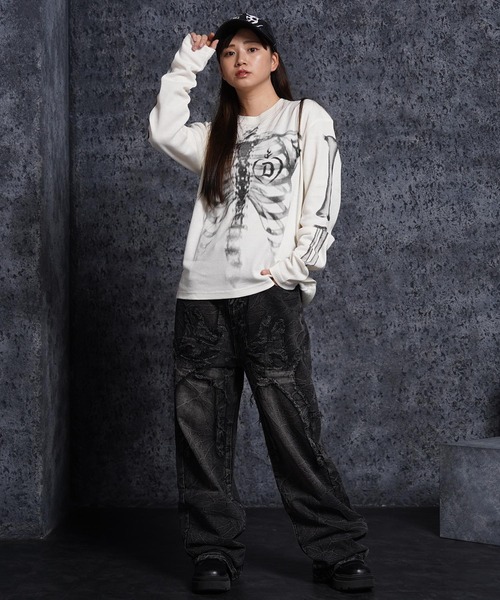 1111clothing(ワンフォークロージング)の「グランジ セミワイド ストレートデニムパンツ / Grunge Semi-Wide Straight Denim Pants(デニムパンツ・メンズ・ブラック・L/M)」の22枚目の写真