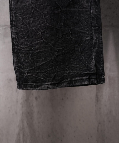 1111clothing(ワンフォークロージング)の「グランジ セミワイド ストレートデニムパンツ / Grunge Semi-Wide Straight Denim Pants(デニムパンツ・メンズ・ブラック・L/M)」の9枚目の写真