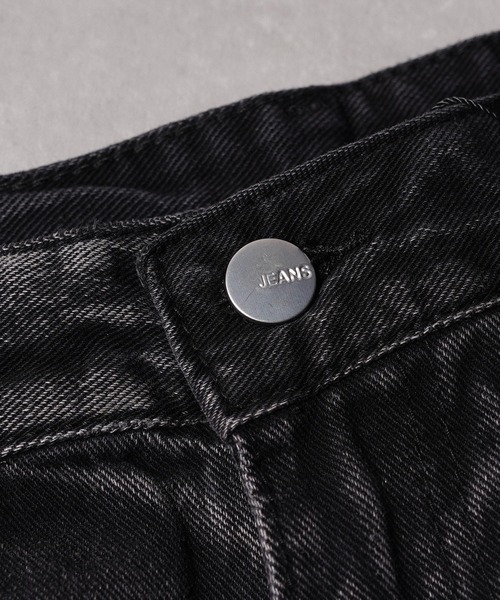 1111clothing(ワンフォークロージング)の「グランジ セミワイド ストレートデニムパンツ / Grunge Semi-Wide Straight Denim Pants(デニムパンツ・メンズ・ブラック・L/M)」の6枚目の写真