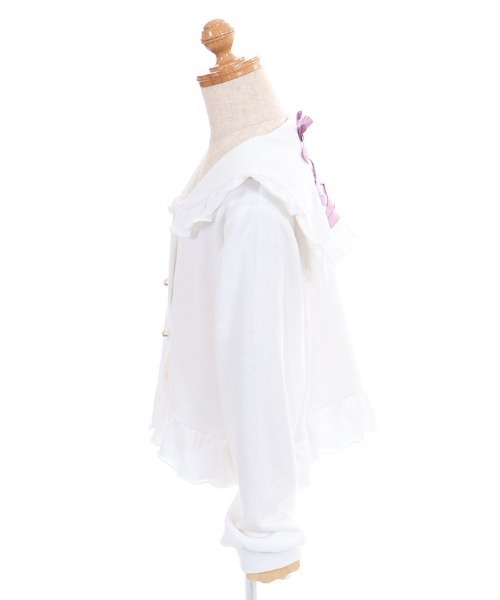 axes femme（アクシーズファム）の「レースアップセーラーブルゾン（カーディガン/ボレロ・レディース・ネイビー/ホワイト・LARGE/MEDIUM/X-LARGE）」の4枚目の写真