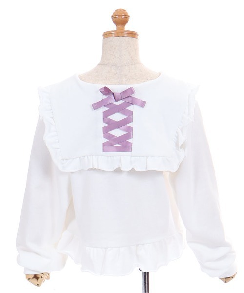 axes femme（アクシーズファム）の「レースアップセーラーブルゾン（カーディガン/ボレロ・レディース・ネイビー/ホワイト・LARGE/MEDIUM/X-LARGE）」の5枚目の写真