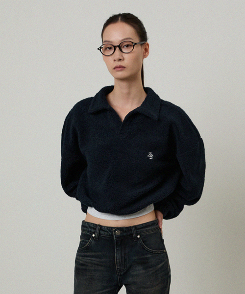 LMOOD WOMEN(エルムード ウーマン)の「BOUCLE Fleece Pique T-shirt Navy(ニット/セーター・レディース・その他・36/38)」の1枚目の写真
