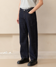 CB321 ゆったりストレートデニムパンツ[藍色]