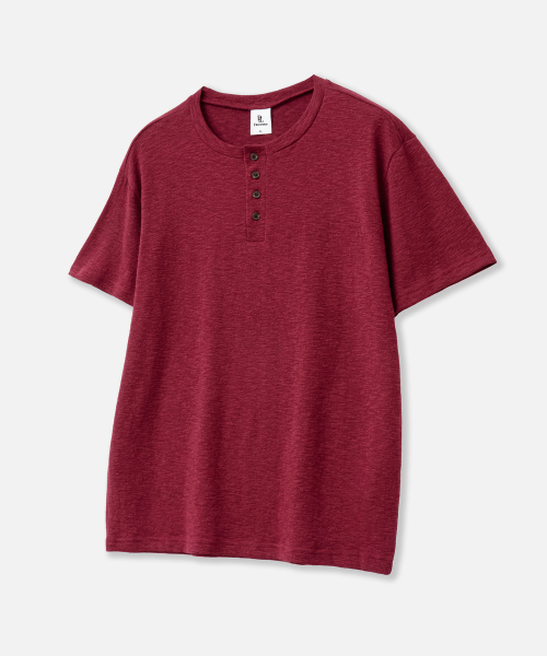 DEVELOVE(デヴローブ)の「スラブヘンリーネック半袖Tシャツ_バーガンディ(Tシャツ/カットソー・メンズ・バーガンディー・LARGE/MEDIUM/XX-LARGE/X-LARGE)」の5枚目の写真