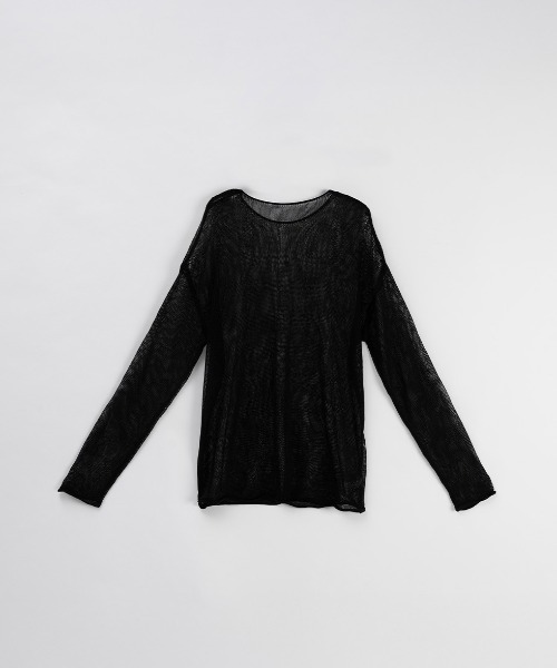 QUEEN SHOP（クイーンショップ）の「透かし編みワイドニットトップス（ニット/セーター・レディース・ダークブルー/ブラック/ライトグレー/レッド/ベージュ・FREE）」の11枚目の写真