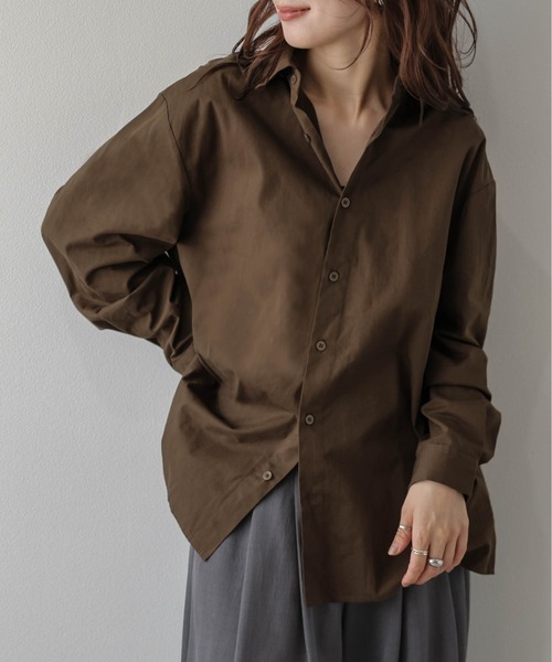 La-gemme（ラジェム）の「ユニセックス オーバーサイズシャツ/ベーシック/シンプル（シャツ/ブラウス・レディース・ホワイト/ブラック/ブラウン・L-XL/S-M）」の3枚目の写真