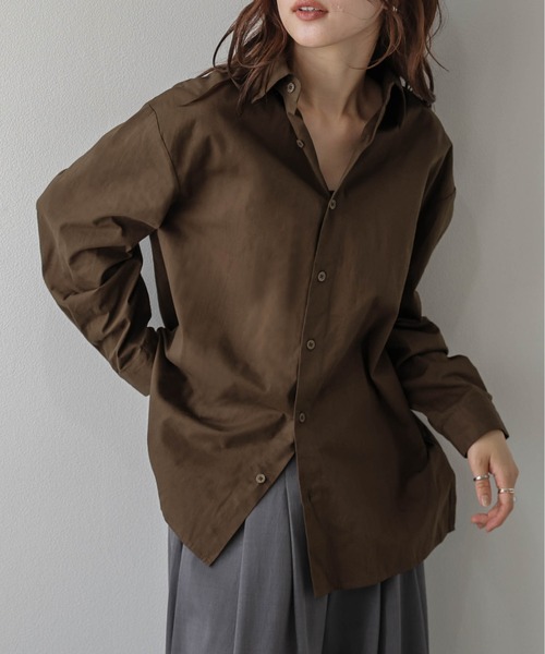 La-gemme（ラジェム）の「ユニセックス オーバーサイズシャツ/ベーシック/シンプル（シャツ/ブラウス・レディース・ホワイト/ブラック/ブラウン・L-XL/S-M）」の8枚目の写真